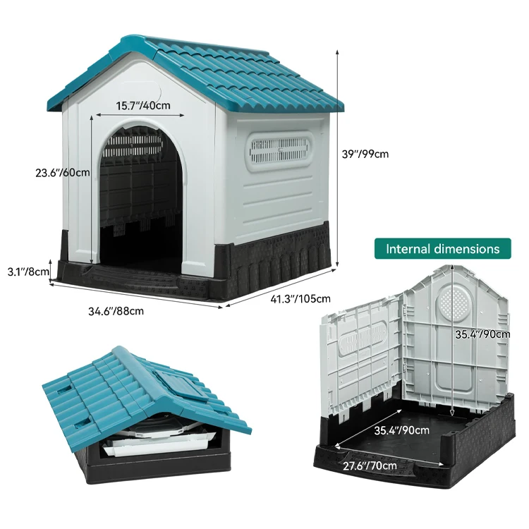 Outdoor Garden Patio Backyard Waterproof Portable Large Plastic Pet Dog Kennels House Jaula Para Perros with Skylight