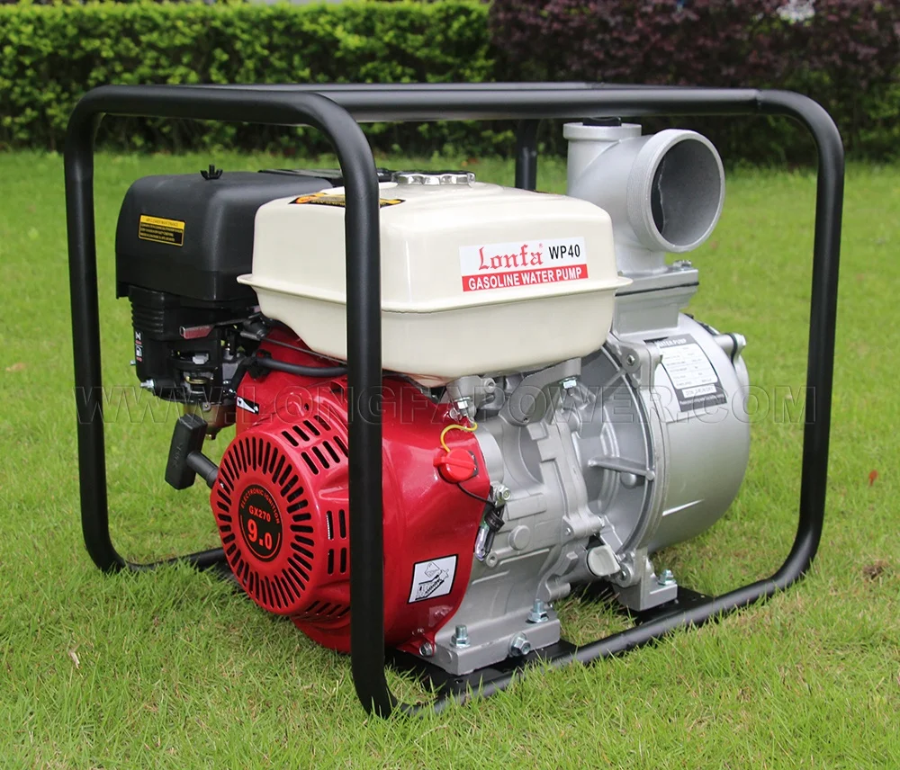 WP40 100 mm High Pressure 9HP 13Hp Gx270 Gx390 4 Inch Big Flow Gasoline Petrol Fuel Engine Water Pumps Water Pumping Machine