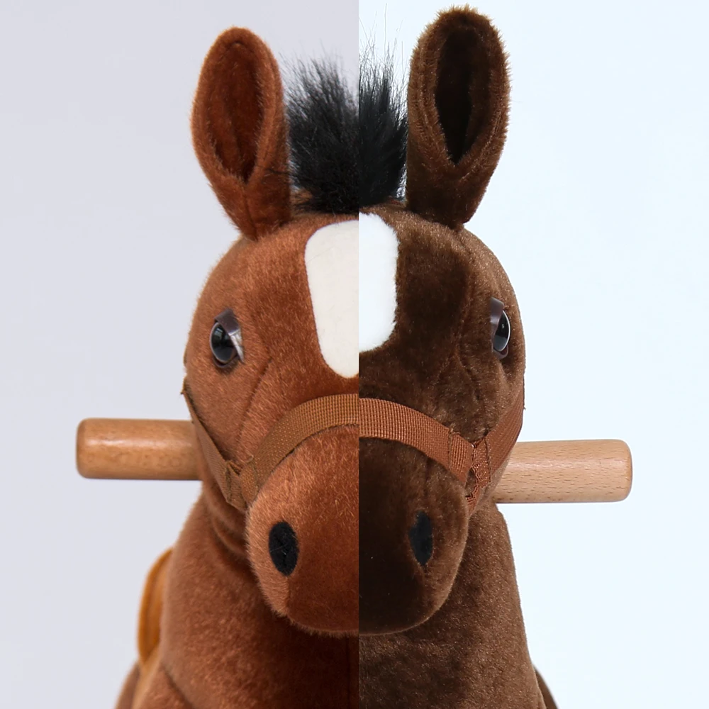 Animal rides for mall, adult ride on horse toy on wheels support 2 people riding together