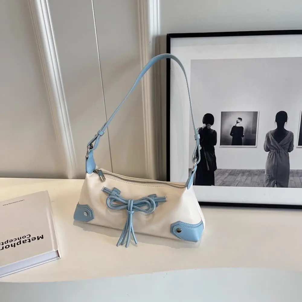 A0007 Wholesale Bow Tie PU Leather Shoulder Purse Women Teen Girl Coquette Aesthetic Shoulder Bag Balletcore Handbags Clutch Bag