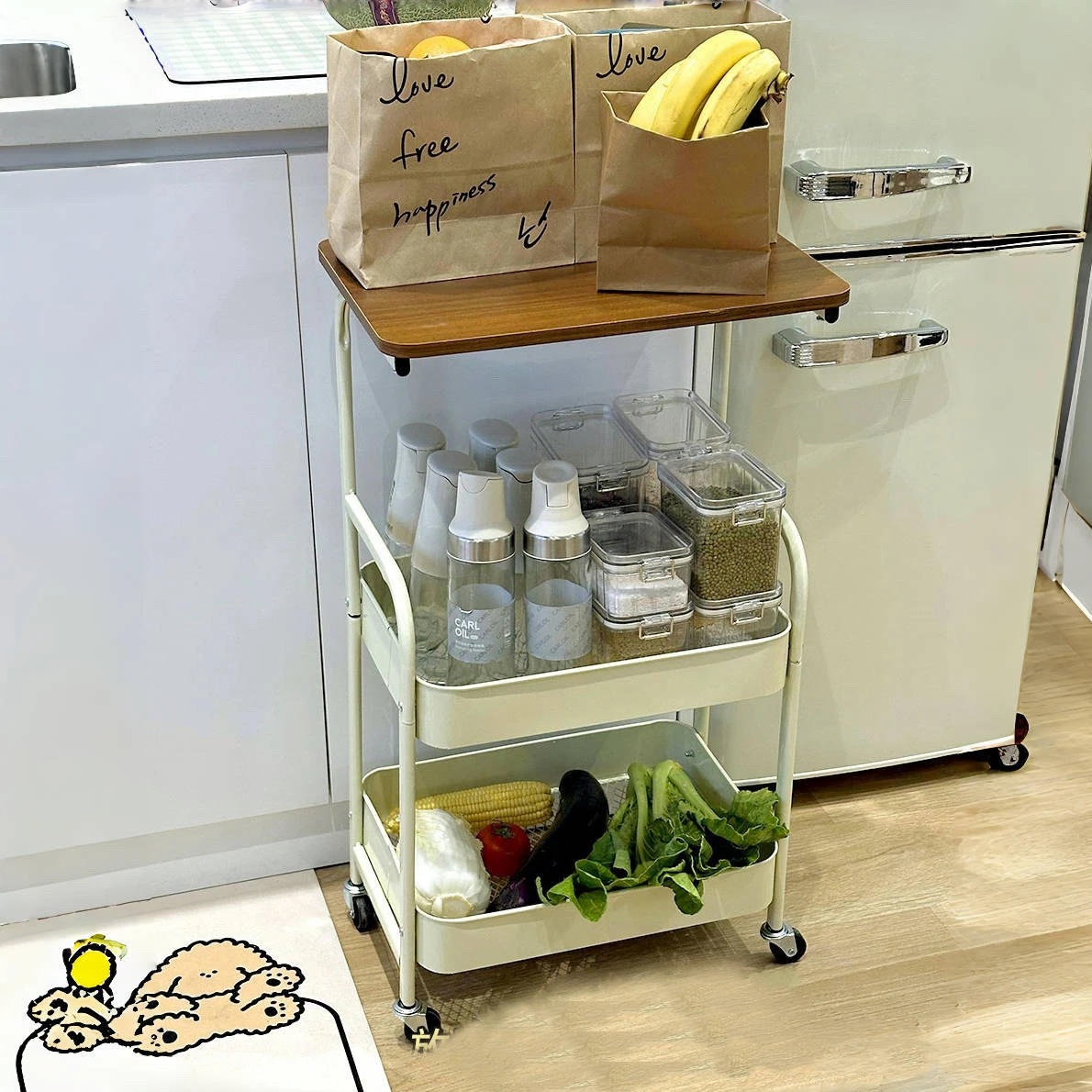 Multifunction 3 Tier Movable Utility Metal  Home Furniture Kitchen Storage Rack