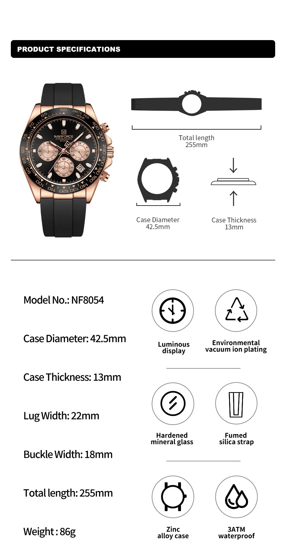 factory wholesale price with Date NAVIFORCE 8054 RGBB Luxury Chronograph men design Luminous Quartz watches