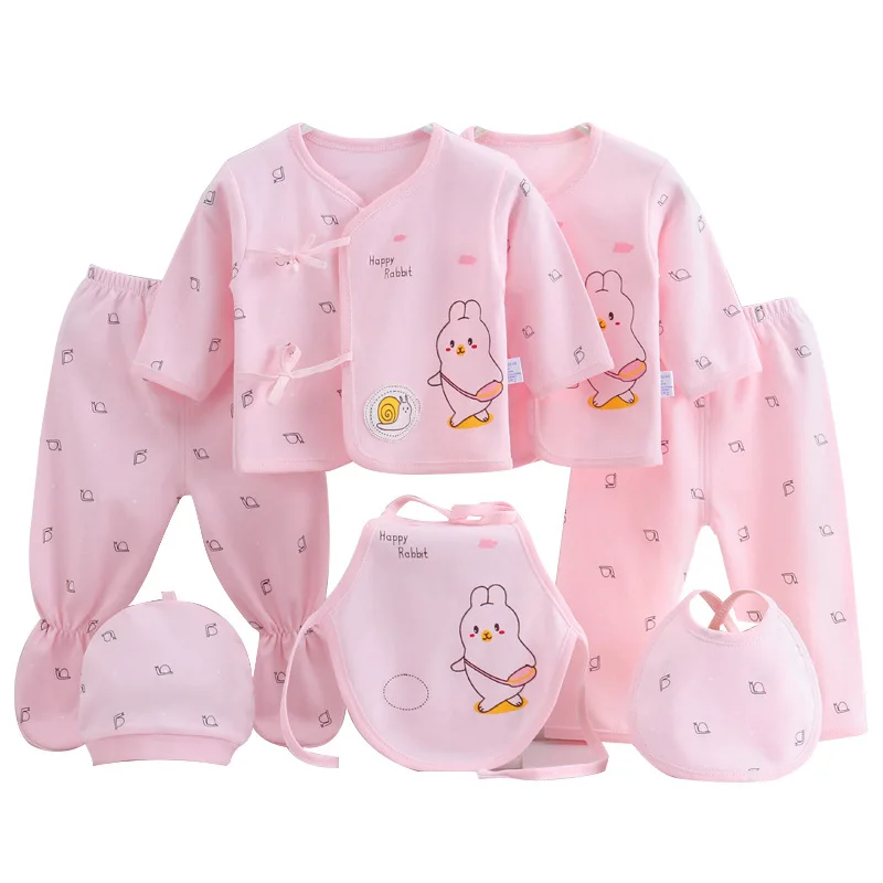 Newborn baby clothes set 7pcs 0-3 Months Baby Clothing 100% Cotton Kids printing Clothes Suit Unisex outfits Infant gift set