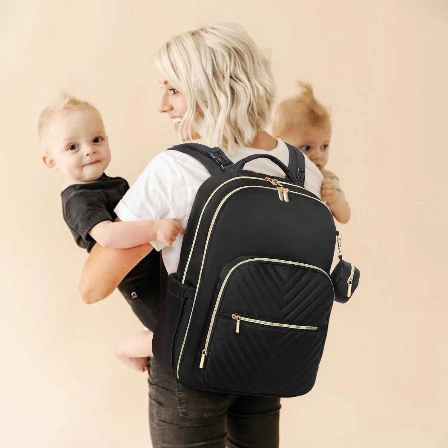 Custom Travel Mommy Diaper Backpack Baby Organizer Bag With Changing Pad Pacifier Case