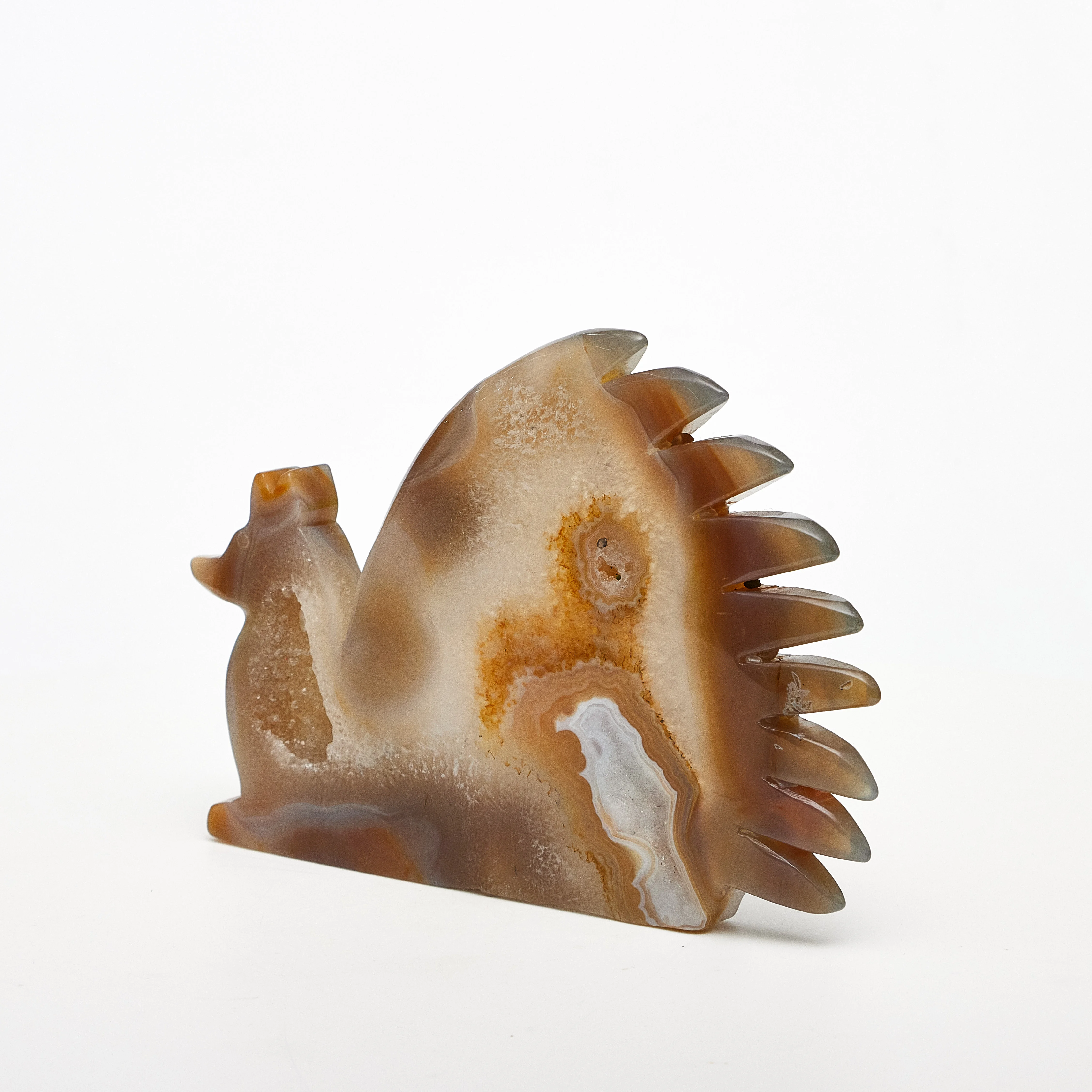 Wholesale bulk Natural  Reiki  Geode Quartz  carving Folk Crafts Healing Crystal carving Fox stone