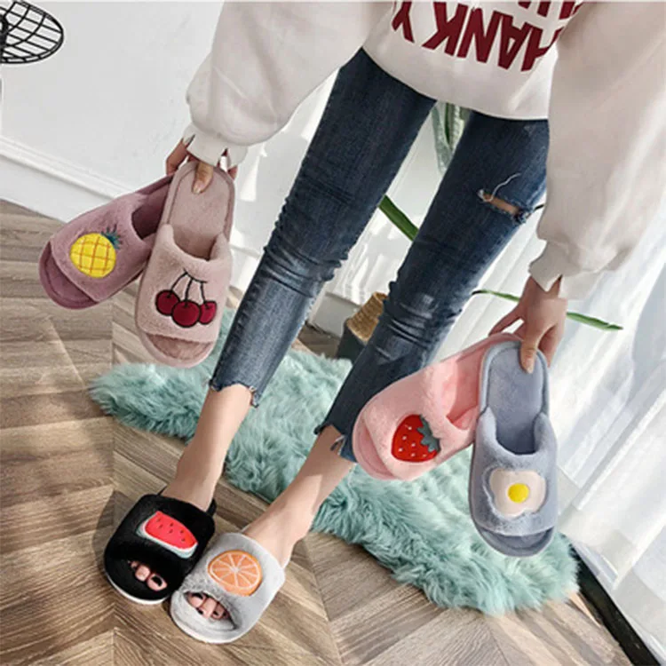 New Hot Style Female Home Popular Fruit slippers Cute Cartoon Indoor Non-slip slippers Home Cotton slippers
