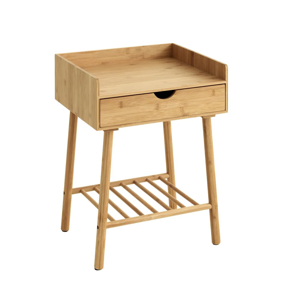 Modern Design Solid Bamboo Bedside Table with Storage Drawer for Bedroom