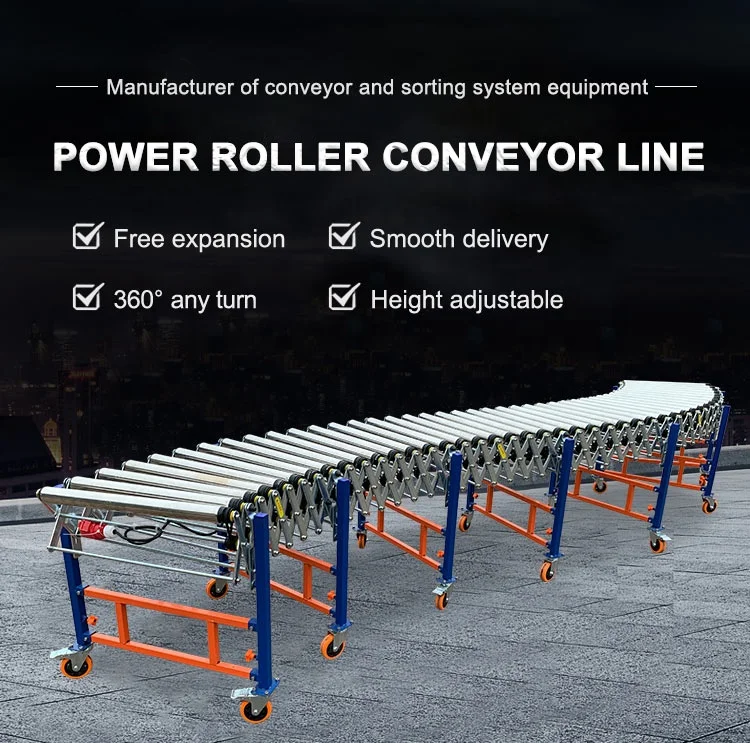 Poly V belt conveyor line flexible roller conveyor with power motorized running freely rotation loading unloading carton box