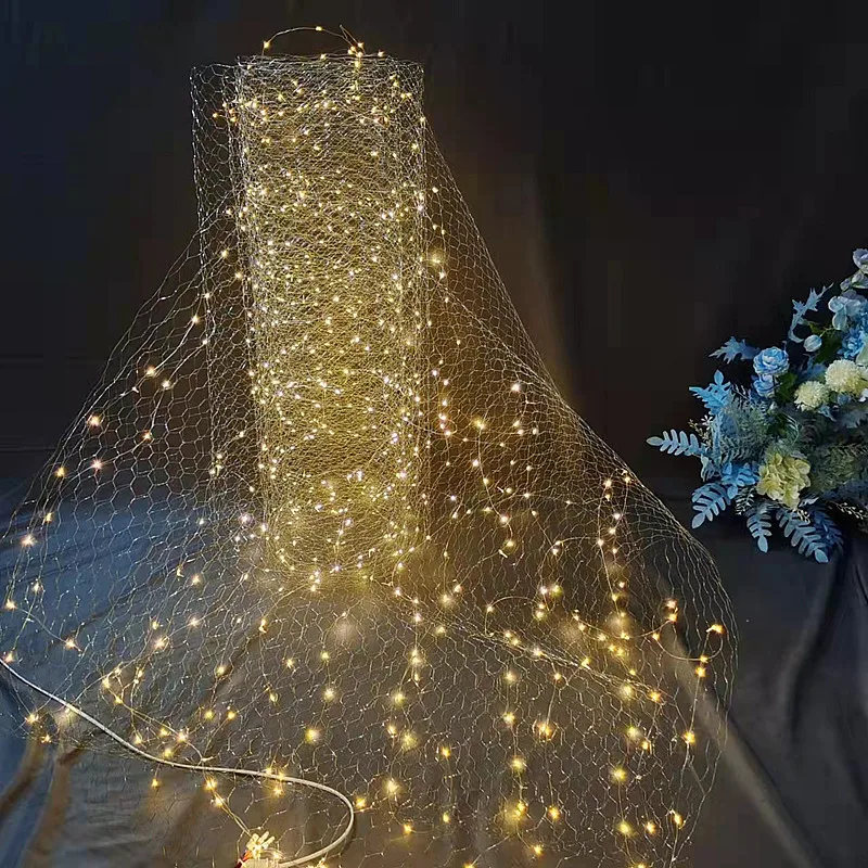 Wedding luminous modeling net scene layout decoration website ceiling net barbed wire with light