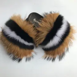 Fashionable high quality fur home slippers fur white  fur slippers