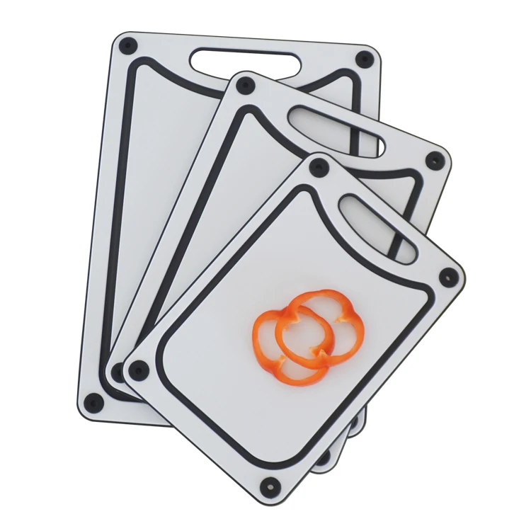 Wholesale 3 Pieces Large Plastic Chopping Board Food Grade Multi-Size Kitchen Rpp Cutting Board With Hole