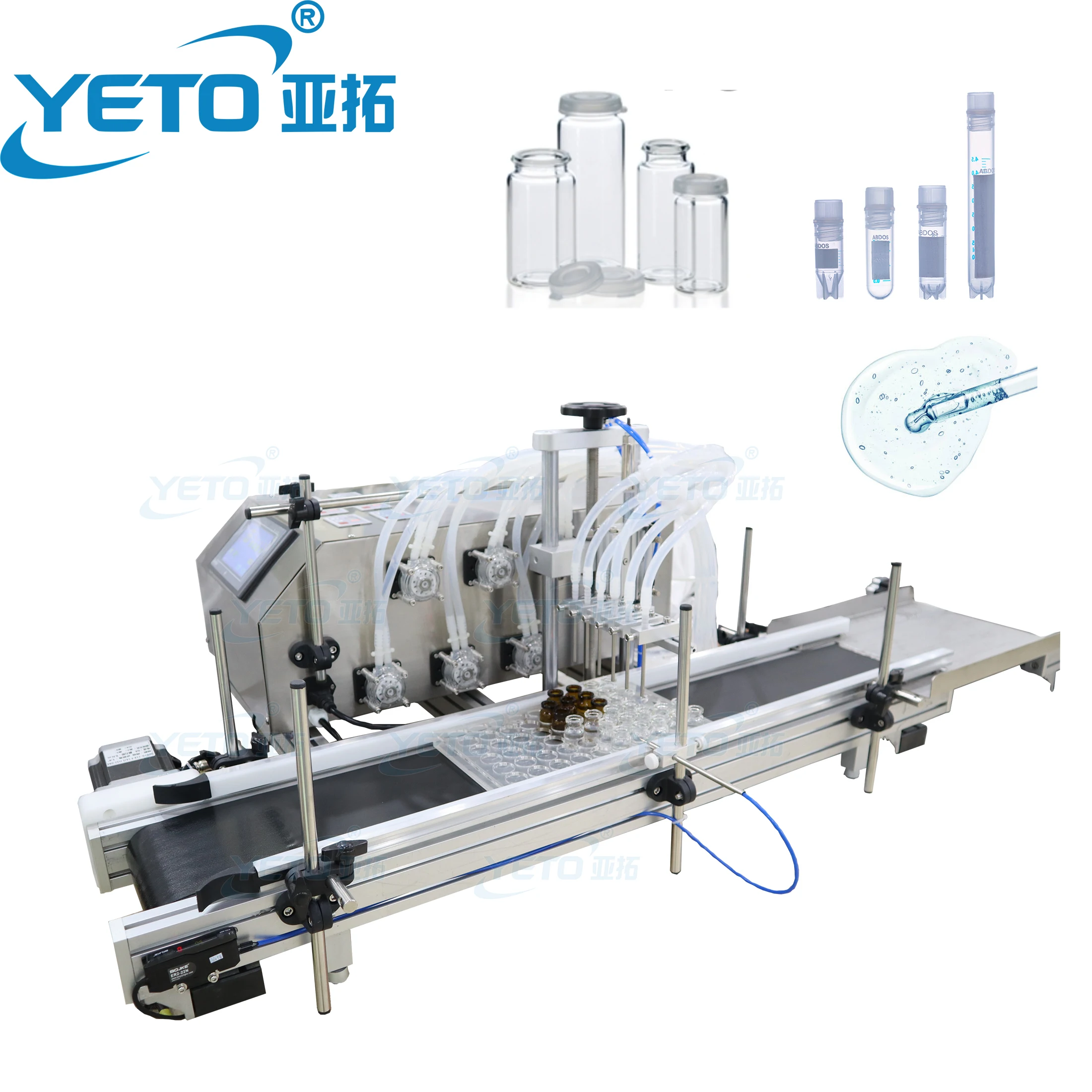 YETO-1-10ml Tabletop Automatic Vials Glass Bottles 6 Nozzles Filling Machine Serum Essential Oil Bottle Filler