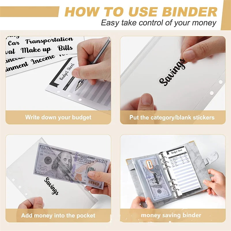 Wholesale English French stickers book binder A6 budget binder with cash envelopes planner for money organizer