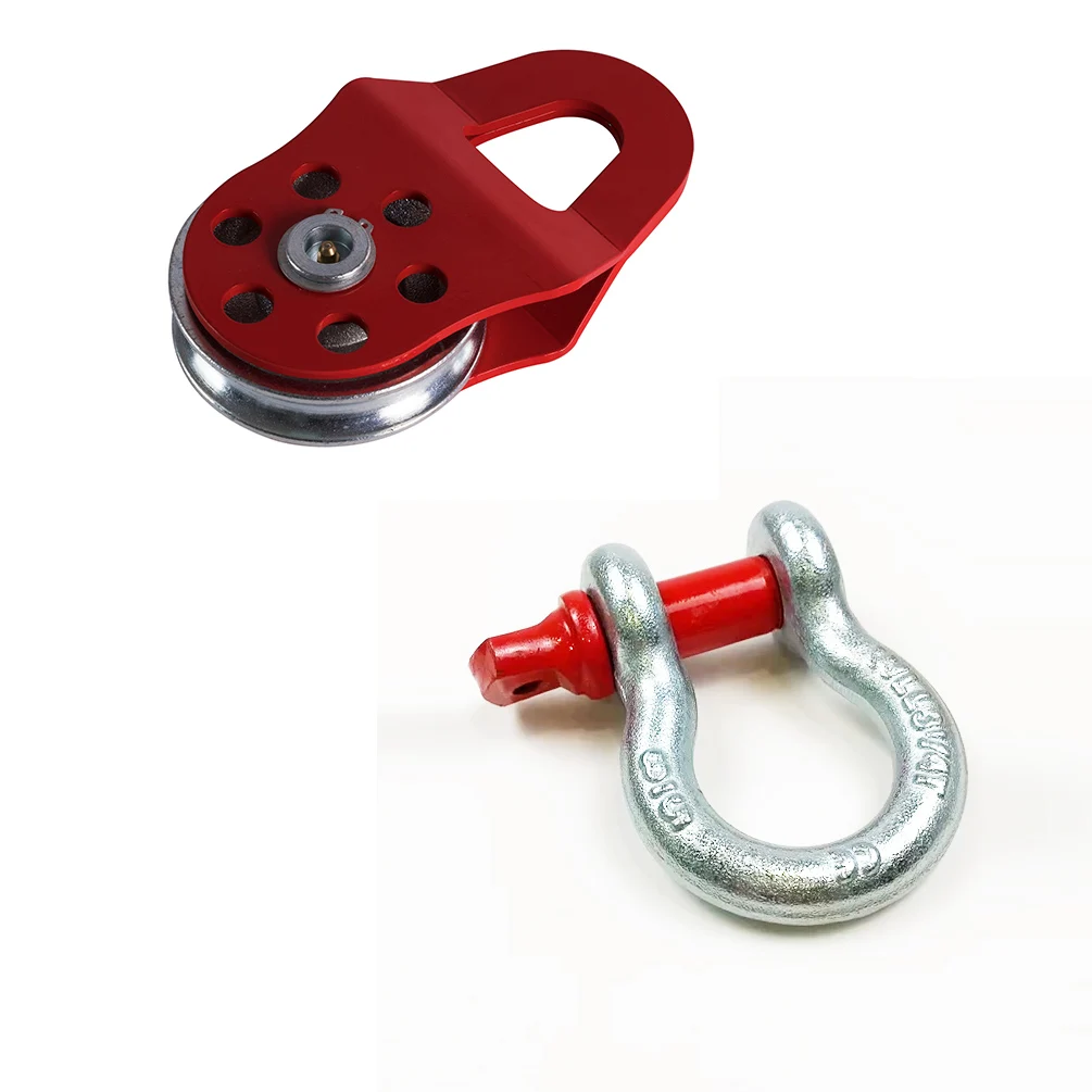 8 ton cable rescue pulley and D- shaped forging shackle set