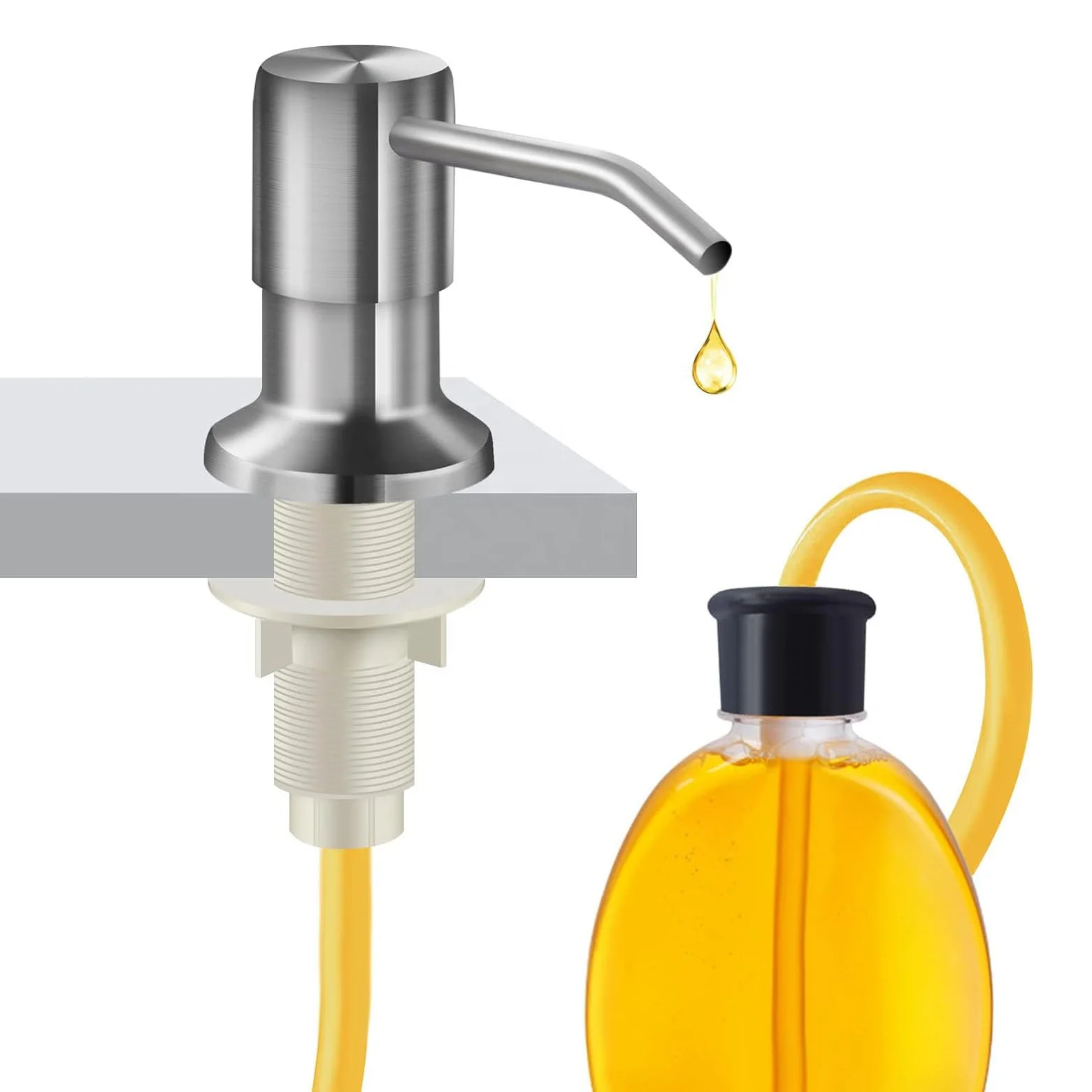 Russia Liquid Foam Soap Dispenser Pumps Bottle For Kitchen Sink Stainless Steel Head Sink Hand Press Extension Silicone Tube Kit