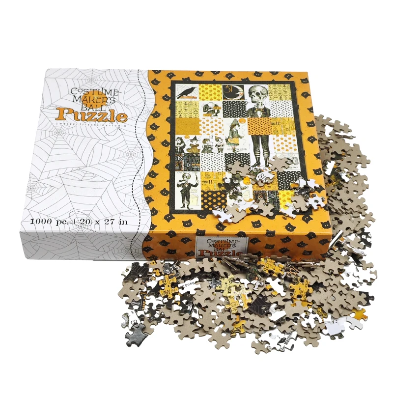 Custom 500 1000 Pieces ODM/OEM Halloween Christmas Theme Pattern Paper Gift Puzzles, Sublimation Blank White jigsaw Puzzle