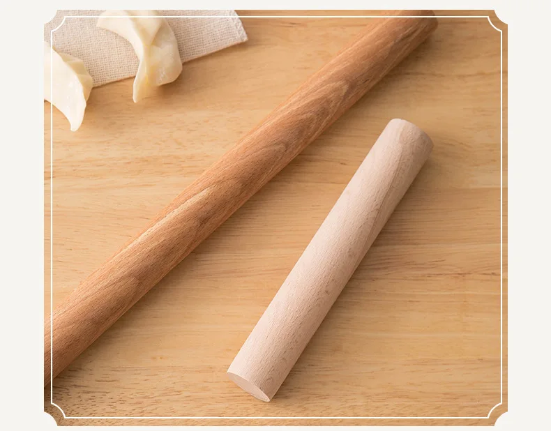 Natural beech wood rolling solid wood size pressing pin household dumpling skin rolling pin knocking pin baking tool