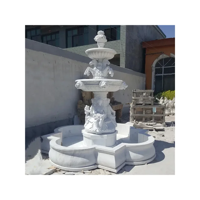 Outdoor Garden Large Size Natural Marble Antique Garden Water Marble Fountain