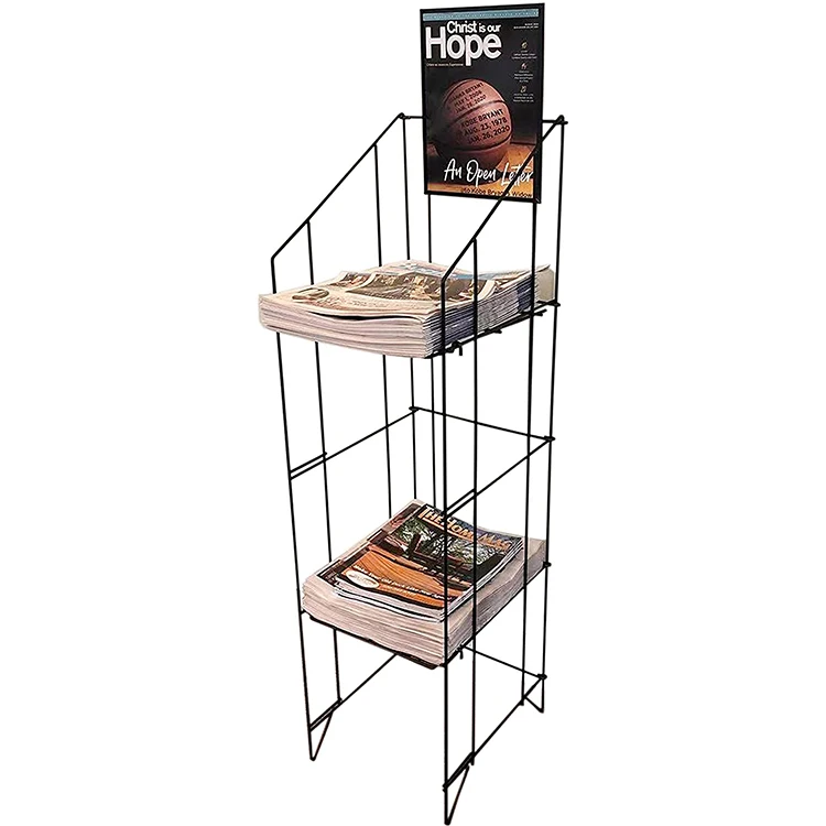 Displayart 3 Shelves Magazine Rack Metal Wire Newspaper Literature Stand
