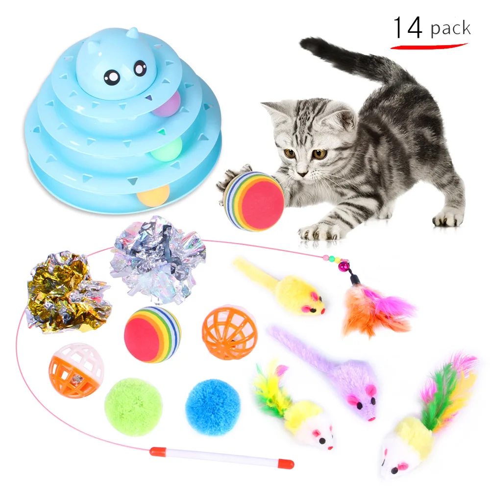 Manufacturer wholesale multi-design mouse ball feather pet cat toys set