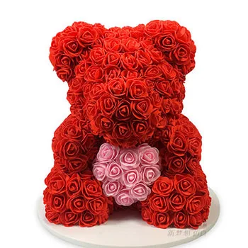 Tianjin Lusia artificial rose teddy bear 25 cm with box bear roses