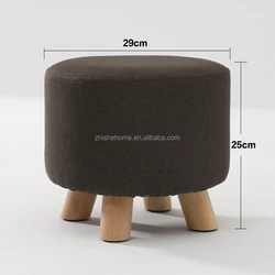 Removable Wood Leg Kids low stool footrest Ottomans Upholstered Footstool Round Pouf Stool