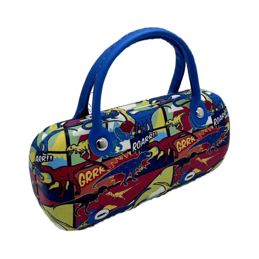 Wholesale Luxury Kids Party Sunglasses Custom Printed PU Material Case with Handle Portable Iron Sun Glasses Packaging