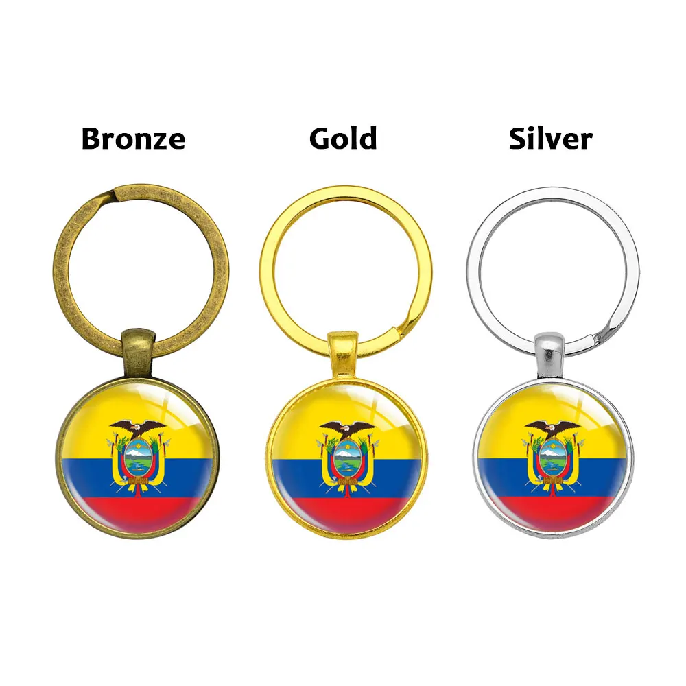 Factory 287 Countries Keychain National Country Flag Key Ring Silver Gold Brass Promotional Gift Glass Dome Cabochon Key Chain
