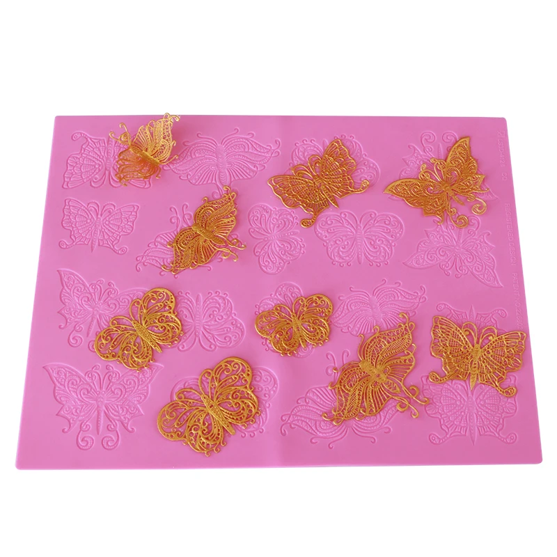 3D butterfly decorator embossing Cake Decoration cake border silicone mold fondant tools cake border lace mat