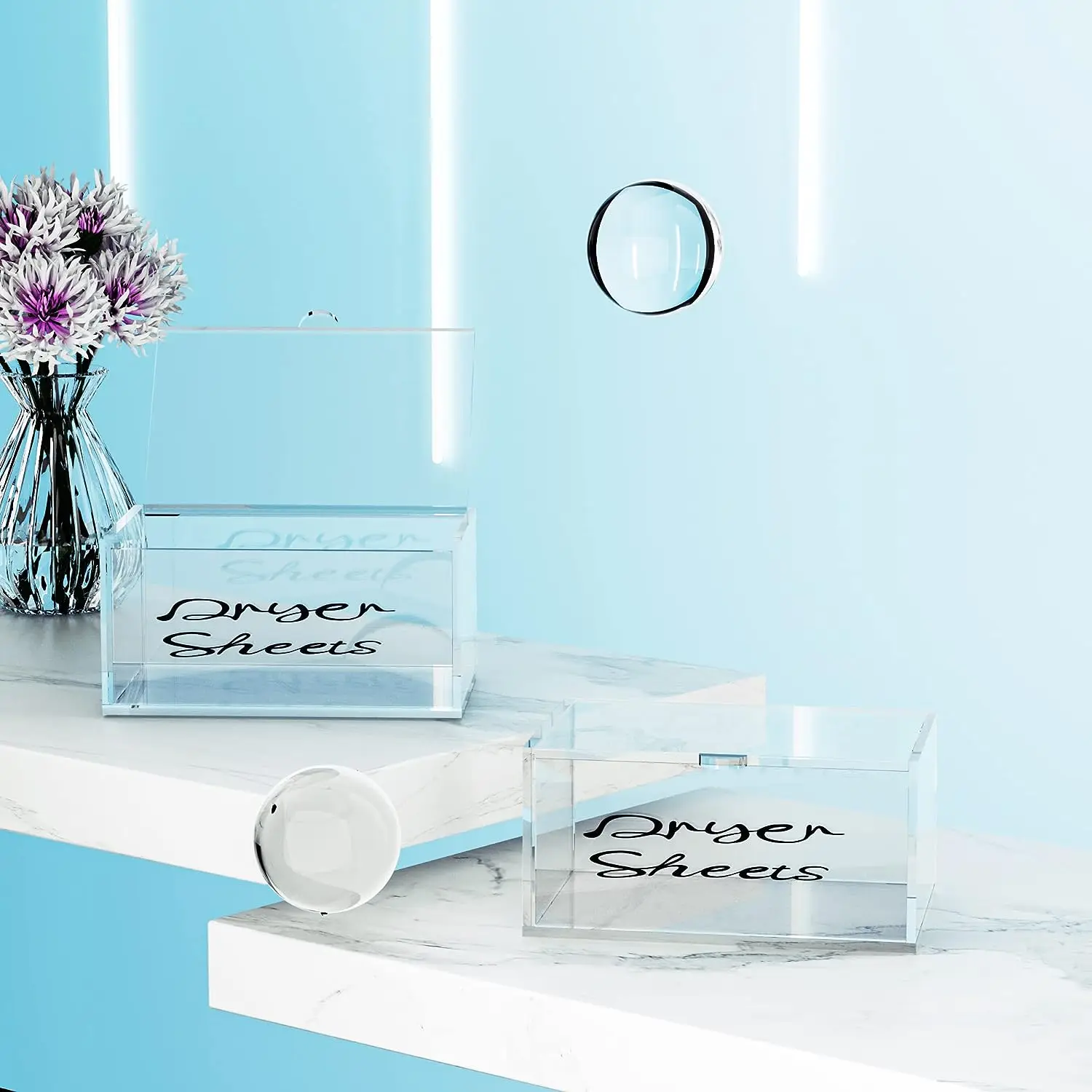 Acrylic dryer sheet holder,dryer sheet dispenser for Fabric Softener Sheets,dryer sheet container for Laundry Room Decor & Organ