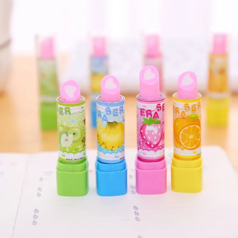 Creative stationery set cartoon lip gloss eraser lipstick eraser