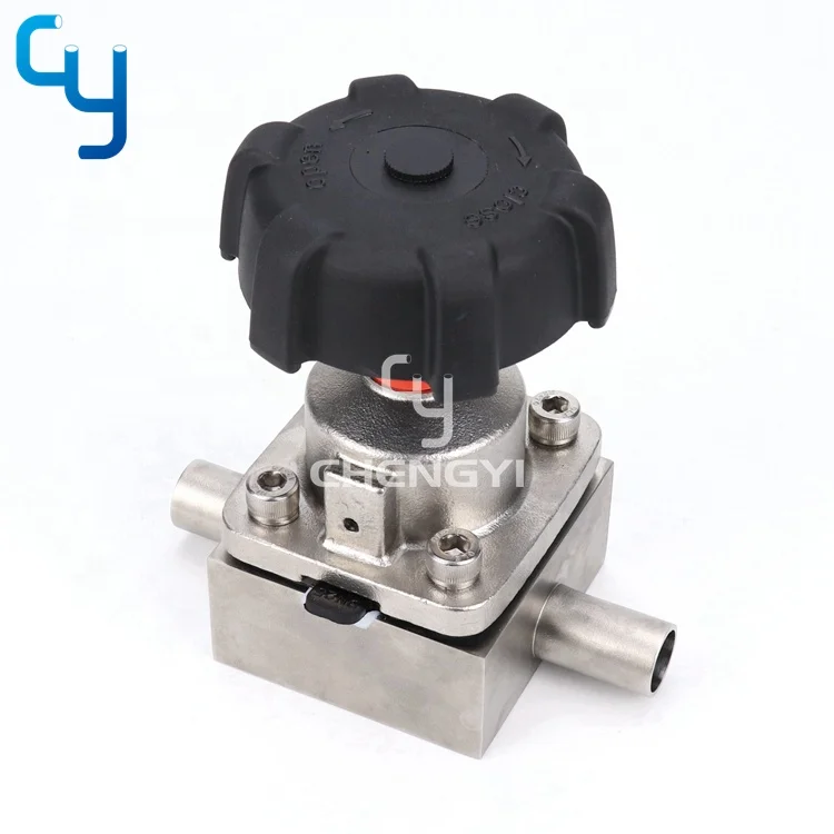 DN25 Welded stainless steel  straight through direct way manual diaphragm valve