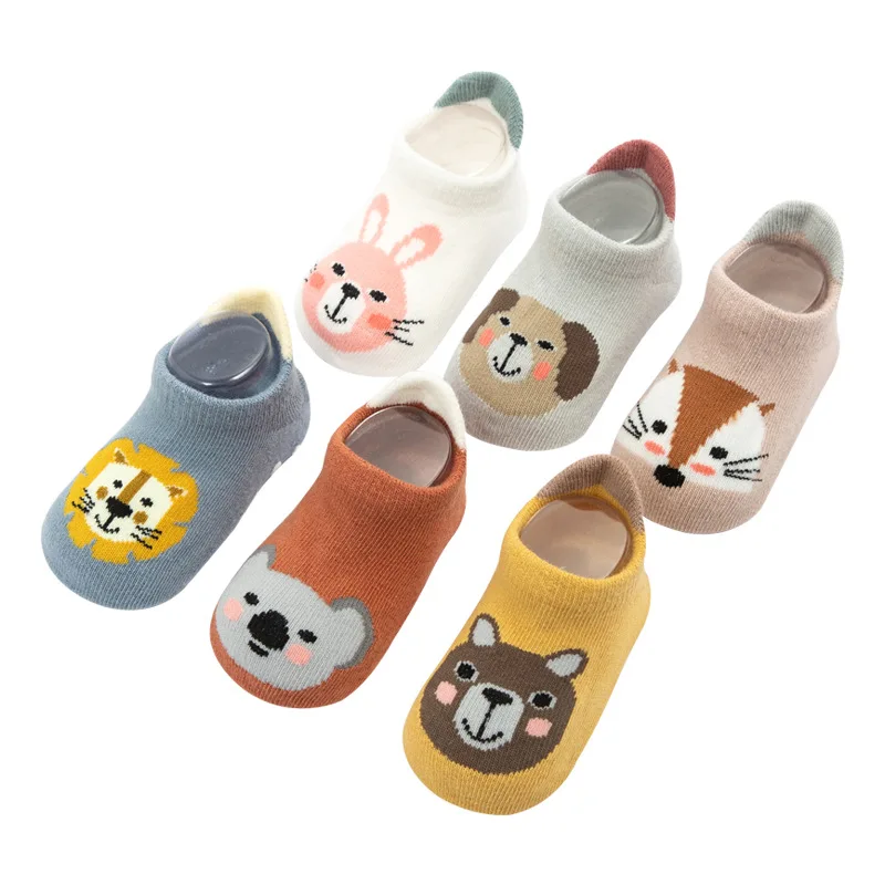 Cotton Jacquard Cartoon Low Cut Floor Socks Baby Trampoline Glue Coated Boat For Baby Anti Slip Socks