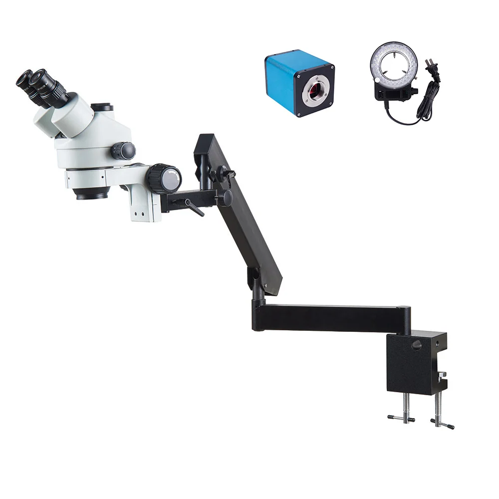 7X-45X оптический зум Тринокулярный Стерео микроскоп с камерой для ремонта мобильного телефона