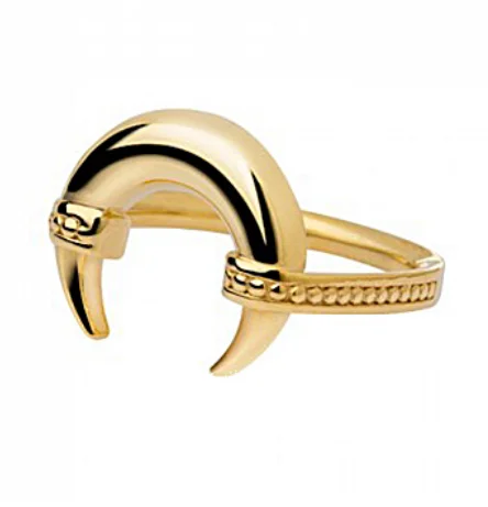 
Custom Logo Handmade 925 Sterling Silver 14K Gold Plated Jewelry Horn Rings Classic Ring 
