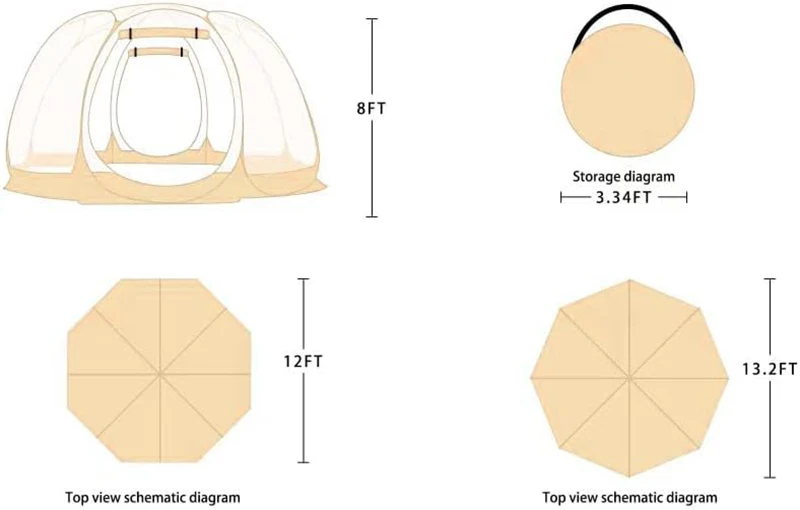 Pop Bubble Transparent Camping Tent Instant Weatherproof & Cold Proof Outdoor Shelter Portable Courtyard Gazebos