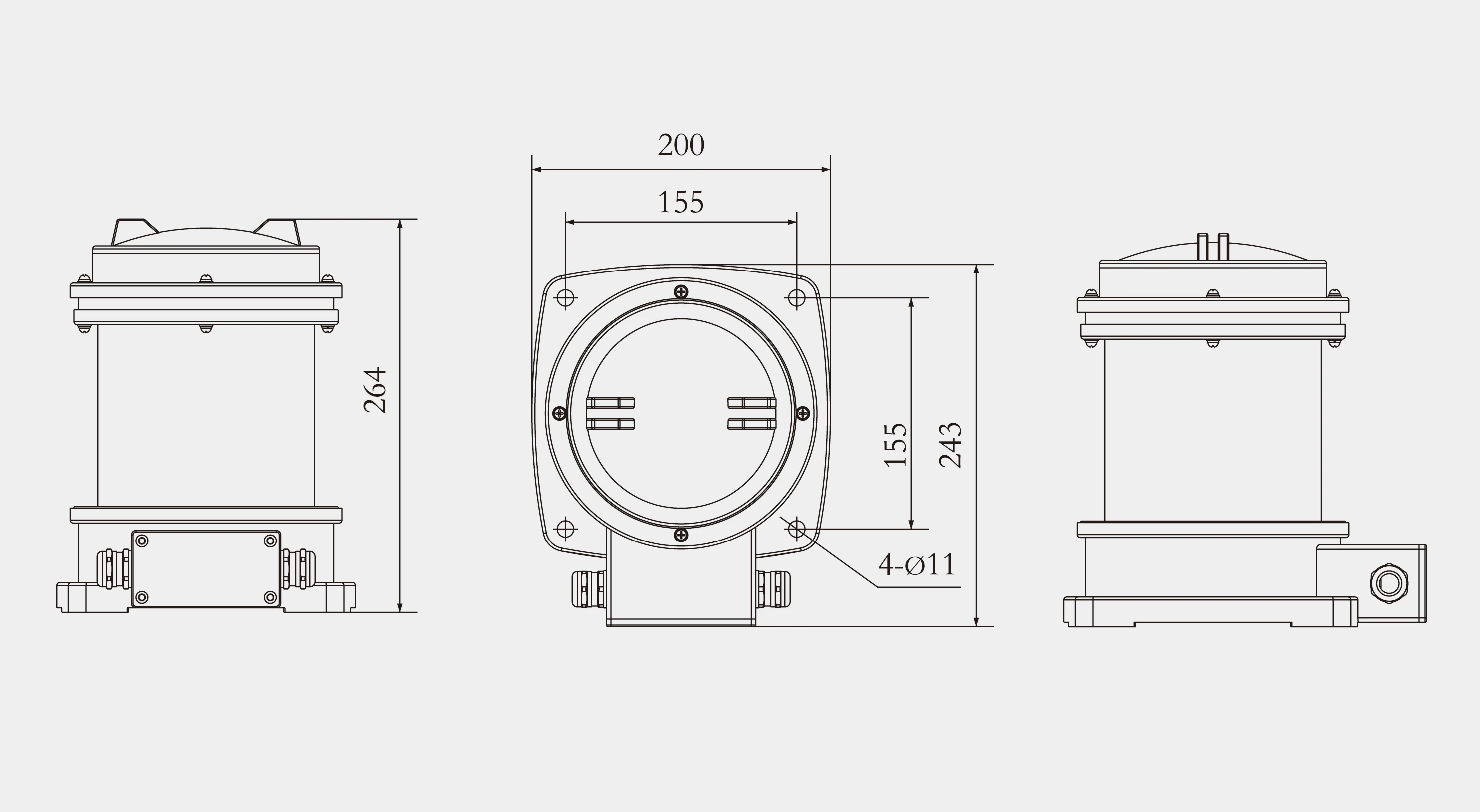 Ex de IIC T6 Gb AC100~240V 50/60Hz DC24V 6W LED Red 3n.m Level Arc 112.5 Degree IP66 IECEX ATEX Stainless Steel Starboard Light