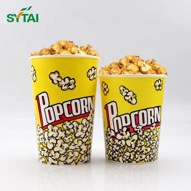 Food grade 32oz 46oz 64oz 85oz 130oz Disposable Custom Printed Popcorn Paper Cup Bucket