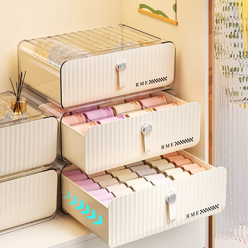 Rmier Plastic Multifunctional Clothing Storage Box Underwear Bras Ties Socks Wardrobe Drawer Combination Storage Organizer