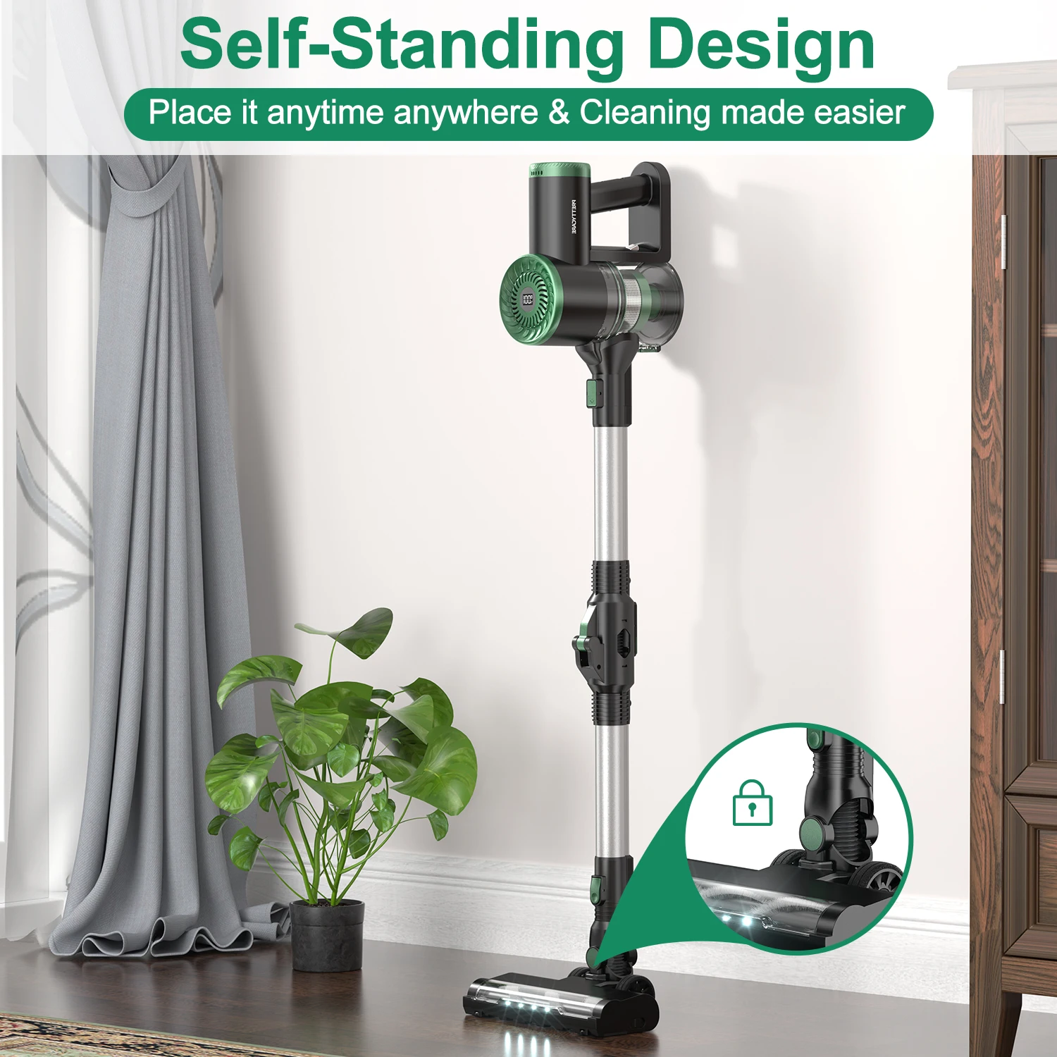 Wireless Upright Vacuum Cleaner PRETTYCARE WP1 Smart 6*2500mAh Battery 20000Pa suction power For Home Carpet Sofa House Cleaner