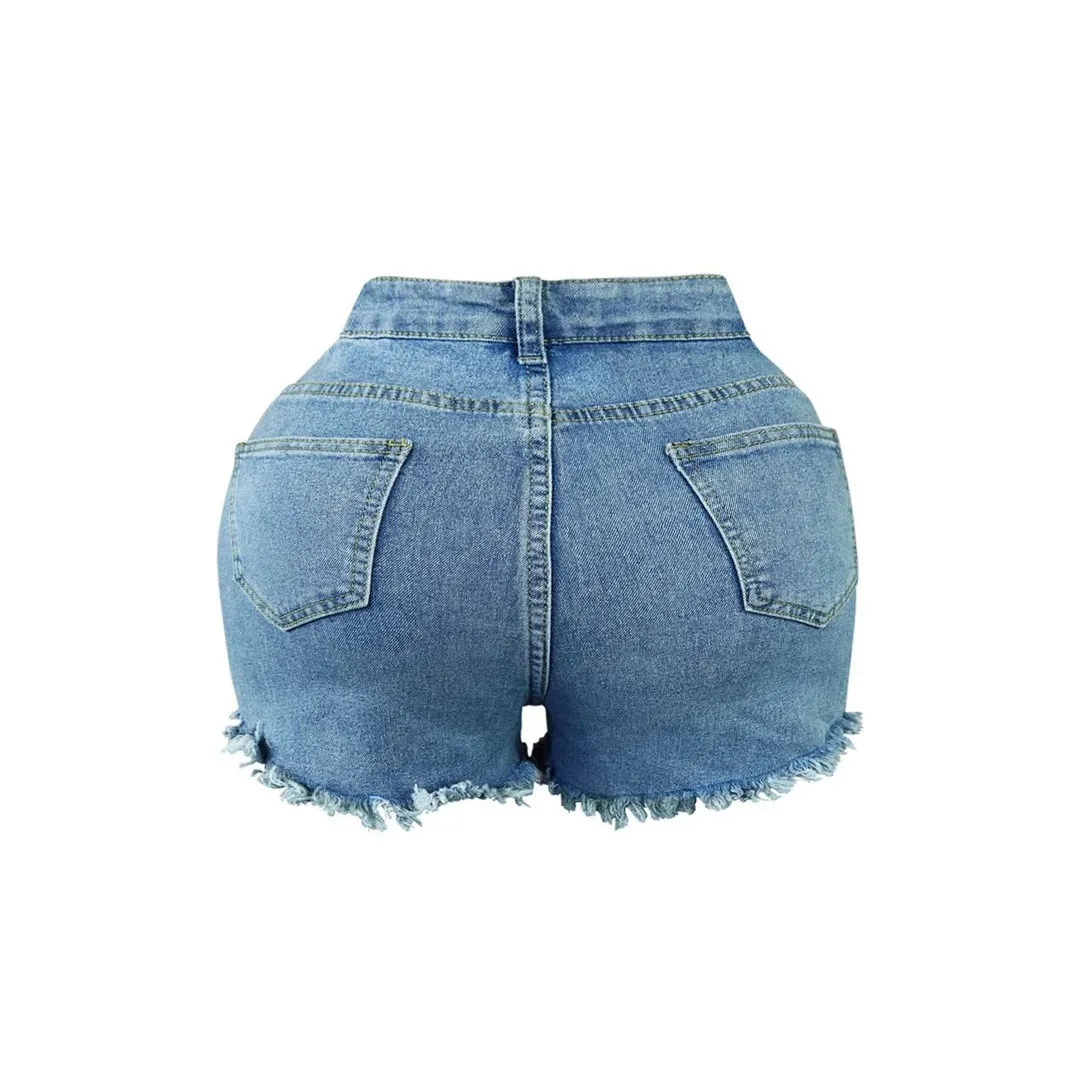 Quites Y2k Summer Blue Jeans Women Street Hipster Pearl Rhinestone Casual Shorts Design New Denim Shorts For Women