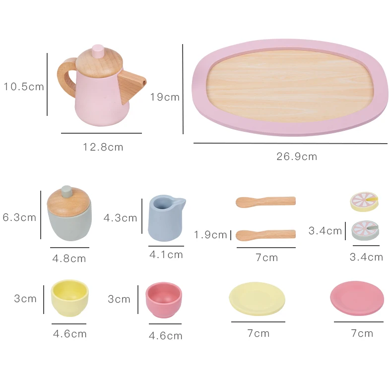 Baby Afternoon Teapot Pretend Play Wooden Tea Set Pretend Play Kitchen Toy Set Fun Simulation Parent-Child Game for Toddlers