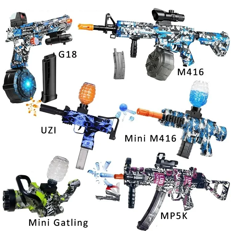 Pistolets Jouet Pistolet M4 M416 MP9 P90 AK GLOCK UZI MP5K Gel Gun Blaster for Adults and Kids