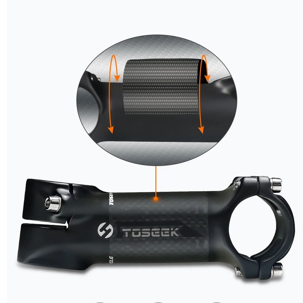 Toseek 6 Degree Bicycle 31.8mm Stem Mtb 100/110mm Carbon Aluminum Stem Black Matte Short Road Folding Mountain Bike Stem