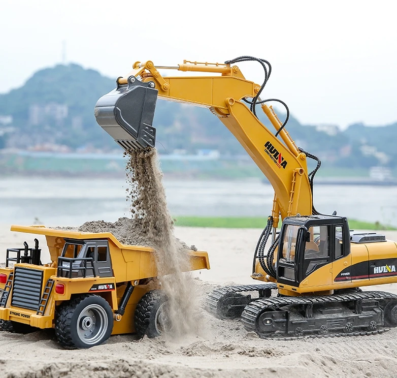 Huina 1540 1/18 Simulated 6 Channel Alloy Die-cast Remote Control Rc Dump Truck Toy