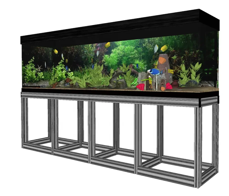 LANGLE Factory Aluminum Alloy Material Aquarium Fish Tank Stand Tank for Restaurant Fish Aquarium Tank Large Glass Workbench
