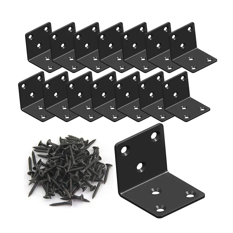 Metal Corner Braces, 2in L Brackets for Wood, 90 Degree Heavy Duty Wide Corner Black Metal Corner Bracket