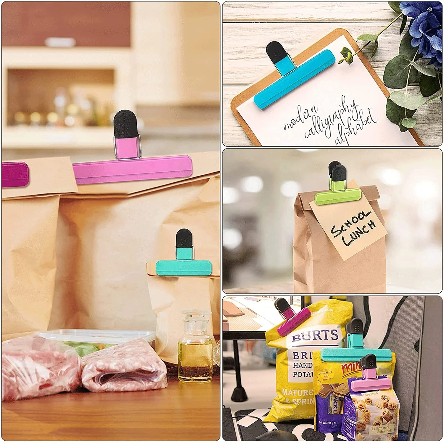 Heavy Duty Chip Bag Clips Food Clips Bag Sealing Clips Plastic Air Tight Seal Grip for Crisp Coffee Snacks Bagged Food