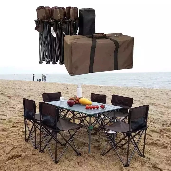Factory wholesale aluminum  mountain outdoor folding table portable camping picnic table with chair
