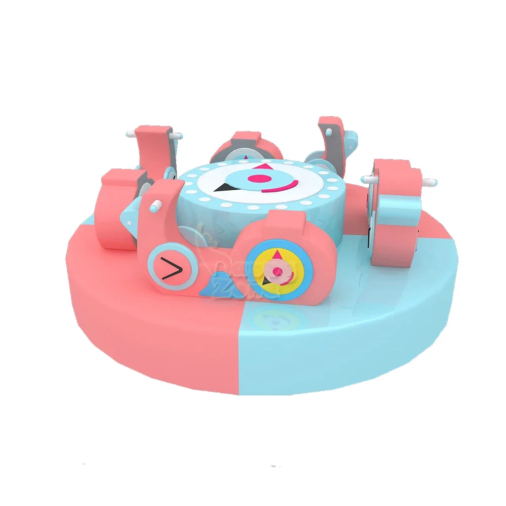 Commercial Playground Indoor Electric Carousel Manual Rotatable Seat Soft Play Equipment Merry Go Round for Toddler Play Area
